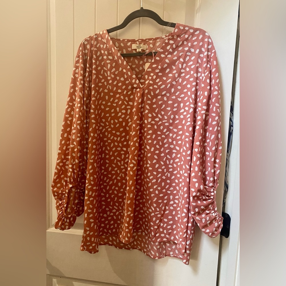 NWT boutique brand rose ditsy dot top